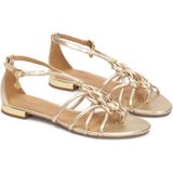 Kazar, Schoenen, Dames, Geel, 39 EU, Leer, Gouden flip flop sandalen met elkaar verweven bandjes