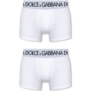 Dolce & Gabbana, Ondergoed, Heren, Wit, M, Katoen, Merkboxers 2-pack