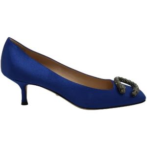 Gucci Vintage, Pre-owned, Dames, Blauw, 37 EU, Satijn, Tweedehands Dionysus Blauwe Satijnen Pumps