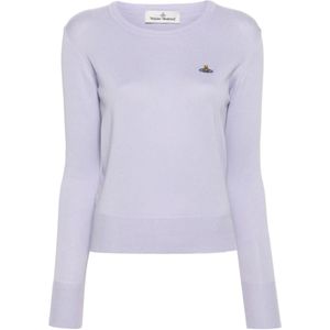 Vivienne Westwood, Lavendel Paarse Gebreide Trui met Orb Logo Paars, Dames, Maat:S