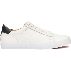 Kazar, Schoenen, Dames, Wit, 37 EU, Leer, Witte Leren Sneakers met Geëmbosseerd Monogram