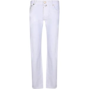 Jacob Cohën, Jeans, Heren, Wit, W37, Katoen, Witte Slim Fit Jeans voor Heren