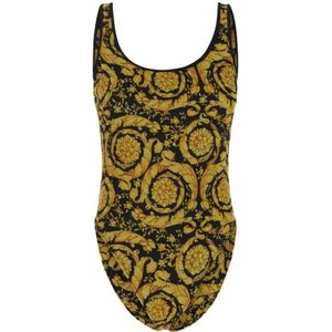 Versace, Barocco Print Eendelig Badpak Geel, Dames, Maat:L