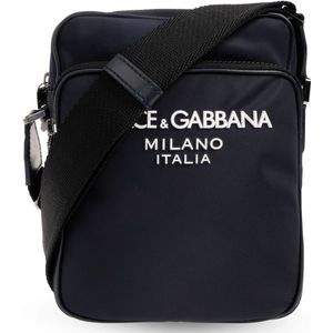 Dolce & Gabbana, Tassen, Heren, Blauw, ONE Size, Schoudertas met logo