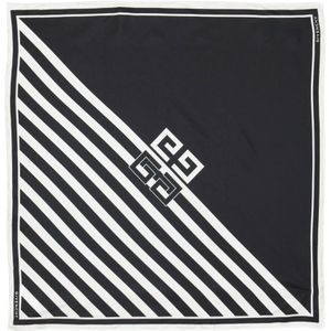 Givenchy, Accessoires, Dames, Zwart, ONE Size, Zijden Vierkante Sjaal 4G Logo