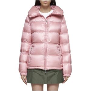 Moncler, Jassen, Dames, Roze, L, Nylon, Roze Gewatteerde Nylon Donsjas