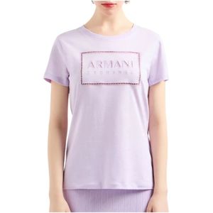 Armani Exchange, Dames T-shirt met korte mouwen Paars, Dames, Maat:S