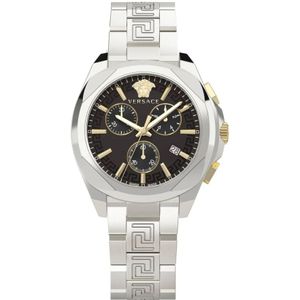 Versace, Chrono Lady Roestvrijstalen Horloge Grijs, Dames, Maat:ONE Size