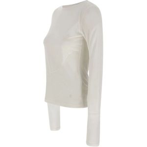 LOW Classic, Truien, Dames, Wit, S, Rayon, Witte Rayon Sweater met Inzet Ontwerp