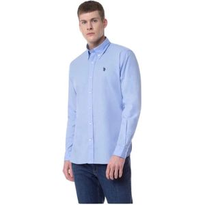 U.s. Polo Assn., Overhemden, Heren, Blauw, M, Katoen, Oxford Button Down Overhemd