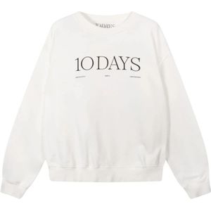 10Days, 10 Days Logo Sweater Ecru 1002 Beige, Dames, Maat:L