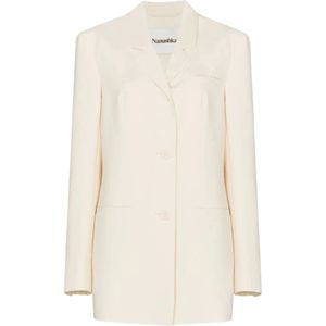 Nanushka, Tijdloze Crèmekleurige Blazer Beige, Dames, Maat:L