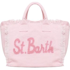 MC2 Saint Barth, Tassen, Dames, Roze, ONE Size, Katoen, Stijlvolle Tote Bag met Logo Patch