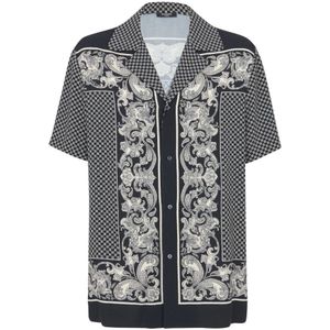 Balmain, Overhemden, Heren, Zwart, M, Paisley Zwart Natuurlijk Monogram Shirt