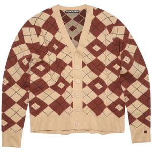 Acne Studios, Biscuit Beige/Deep Red Gebreid Cardigan Rood, Dames, Maat:L