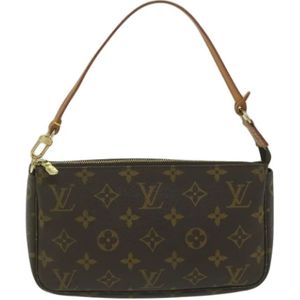 Louis Vuitton Vintage, Pre-owned, Dames, Bruin, ONE Size, Pre-owned Canvas clutches