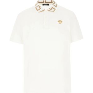 Versace, Tops, Heren, Wit, XL, Katoen, Polo Shirts