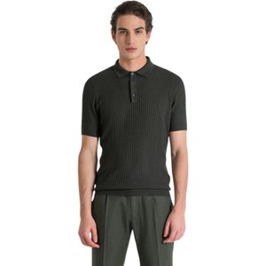 Antony Morato, Slim Fit Viscose Blend Polo Sweater Groen, Heren, Maat:XL