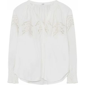 Gustav, Blouses & Shirts, Dames, Wit, 2Xl, Witte Blouse met V-Hals en Patroon