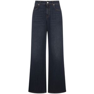 Alexander McQueen, Jeans, Dames, Blauw, W27, Denim, Blauwe Wide-leg Jeans Indigo Denim