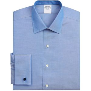 Brooks Brothers, Blauw Regular Fit Non-Iron Stretch Supima Katoenen Pinpoint Oxford Cloth Overhemd met Ainsley Kraag Blauw, Heren, Maat:M