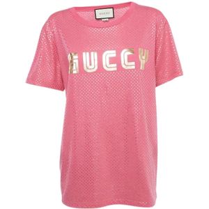Gucci Vintage, Pre-owned, Dames, Roze, S, Pre-owned Cotton tops