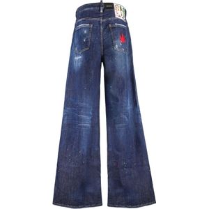 Dsquared2, Jeans, Dames, Blauw, XS, Katoen, Blauwe Jeansbroek - Oversized Fit