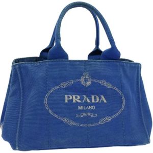 Prada Vintage, Pre-owned, Dames, Blauw, ONE Size, Tweedehands Canvas handtassen