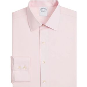 Brooks Brothers, Pastelroze Slim Fit Non-Iron Twill Overhemd met Ainsley Kraag Roze, Heren, Maat:L
