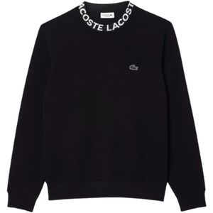 Lacoste, Zwart Sweatshirt met Dubbelzijdige Signature Kraag Zwart, Heren, Maat:XS