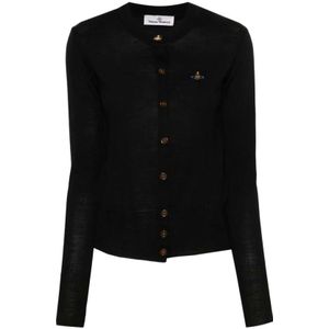Vivienne Westwood, Zwarte Merinowol Zijde Blend Sweater Zwart, Dames, Maat:L