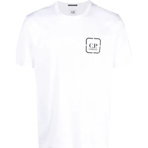 C.p. Company, Metropolis Serie Wit Logo T-shirt Wit, Heren, Maat:L