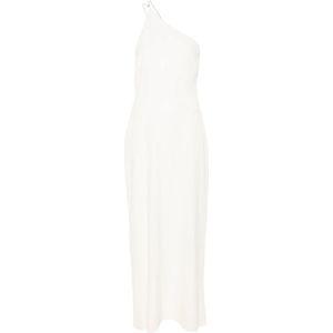 Calvin Klein, Kleedjes, Dames, Wit, XS, Witte One-Shoulder Jurk