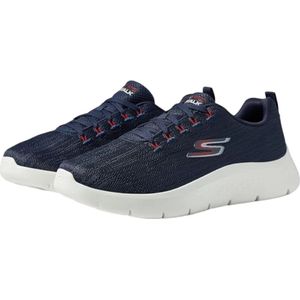 Skechers, Schoenen, Heren, Blauw, 42 EU, Polyester, Memory Foam Sneakers Marine Rood Accent