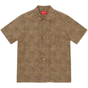 Supreme, Overhemden, Heren, Beige, XL, Luipaard Zijden Shirt Limited Edition