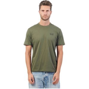 Emporio Armani Ea7, Tops, Heren, Groen, L, Katoen, Groene T-shirt met Achterlogo