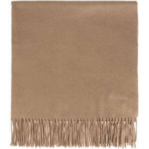 Max Mara, Accessoires, Dames, Beige, ONE Size, Kasjmier, Fringed Sjaal