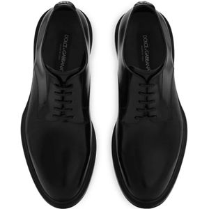 Dolce & Gabbana, Schoenen, Heren, Zwart, 41 1/2 EU, Leer, Zwarte Veterschoenen voor Mannen