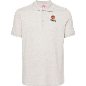 Kenzo, Tops, Heren, Grijs, S, Katoen, Grijze Polo T-shirts met Geborduurd Logo