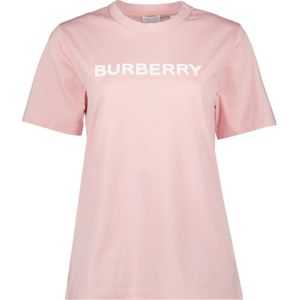 Burberry, Tops, Dames, Roze, S, Katoen, Logo Print Katoenen T-shirt