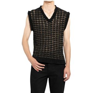 Ernest W. Baker, Tops, Heren, Zwart, L, Multicolor Boucle Check V-Hals Vest