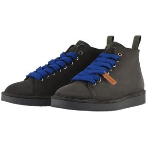 Panchic, Schoenen, Heren, Grijs, 42 EU, Suède, Blauwe Suède Sneakers met Oranje Veters