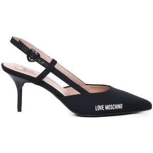 Love Moschino, Schoenen, Dames, Zwart, 38 EU, Zwarte platte schoenen met stilettohak