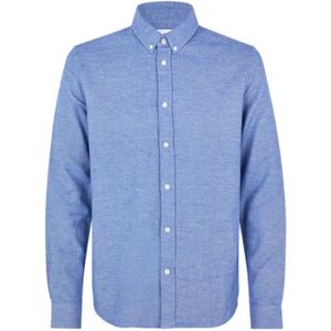 Samsøe Samsøe, Overhemden, Heren, Blauw, M, Katoen, Regular Fit Overhemd met Lange Mouwen