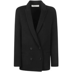 Philosophy di Lorenzo Serafini, Zwarte Wol Dubbel Breasted Blazer Zwart, Dames, Maat:2XS