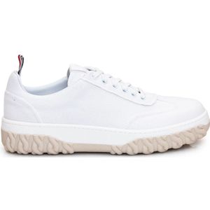 Thom Browne, Schoenen, Heren, Wit, 41 EU, Tricolor Low Fabric Lace-Up Sneakers