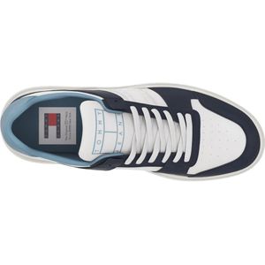 Tommy Jeans, Schoenen, Heren, Veelkleurig, 41 EU, Blauwe Sneakers Veters Ronde Neus