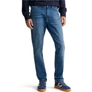 Gant, Jeans, Heren, Blauw, W34, Katoen, Actieve Slim Jeans