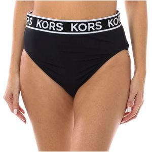 Michael Kors, Bikini Broekje met Hoge Taille Zwart, Dames, Maat:M