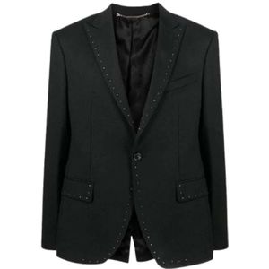 John Richmond, Stud Single-Breasted Blazer Zwart, Heren, Maat:L